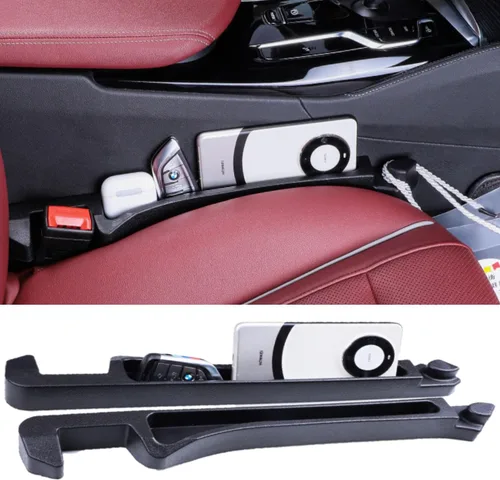 Relleno de espacio para asiento de coche 2 unidades, organizador de espacio lateral para asiento de auto con ranura de almacenamiento y gancho,