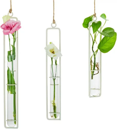 Miniatura 9 de Sziqiqi Florero de tubo de propagación de vidrio transparente colgante para esquejes, propagación de plantas hidropónicas, hogar, balcón, contenedor