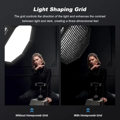 Miniatura 4 de Godox SB-UE Octagon Softbox 47"/120cm Paraguas Softbox Reflector con rejilla de panal para flash Speedlight (montaje Bowens)