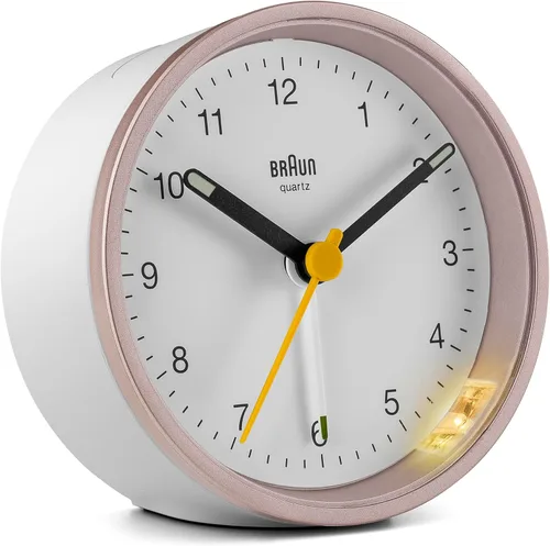Miniatura 10 de Braun Classic - Reloj despertador analógico con repetición y luz, movimiento silencioso de cuarzo, alarma de pitido creciente en gris, modelo BC12G.