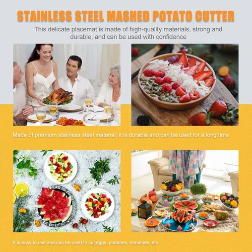 Miniatura 8 de Hemoton Cortador de cubos de frutas, paquete de 2 picadores de patatas de acero inoxidable, cortador de huevos hervidos, herramienta de cocina