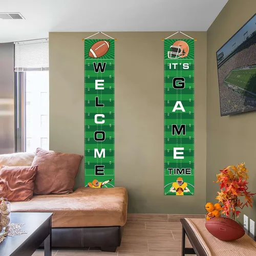 Miniatura 7 de Cartel de bienvenida para porche de fútbol, decoración de fiesta para el día del juego, deportes, puerta, casa, fiesta, suministros