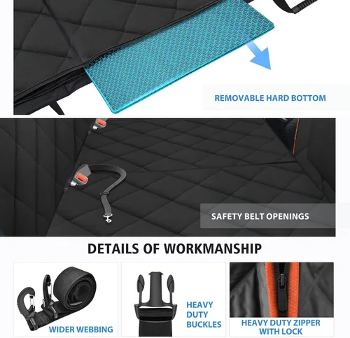 Miniatura 6 de Extensor de asiento trasero para perros, funda de asiento de coche de fondo duro para asiento trasero, hamaca impermeable para perro, plataforma