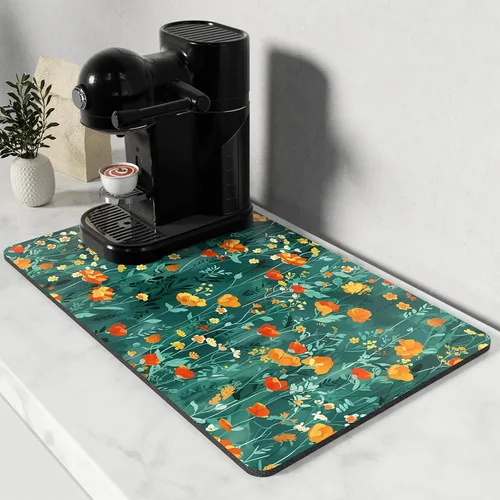 Miniatura 14 de Rnivvi Tapete de secado de platos para encimera de cocina, 16 x 18 pulgadas, bonita almohadilla de secado absorbente resistente al calor con goma