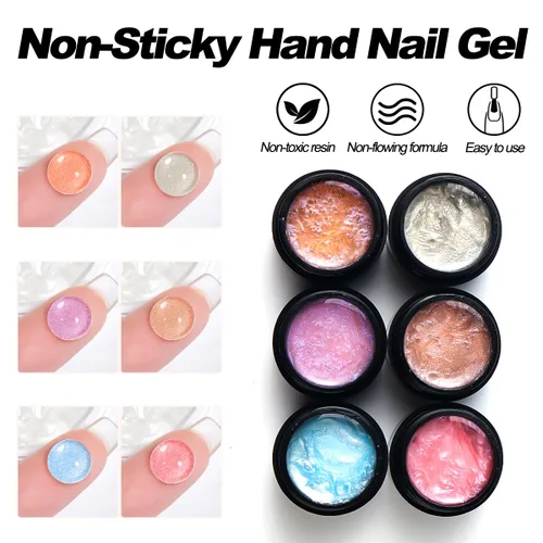 Miniatura 4 de Gel de uñas sólido constructor, 6 colores no pegajosos para esculpir 3D para arte de uñas, pegamento de extensión de uñas, kit de uñas duras