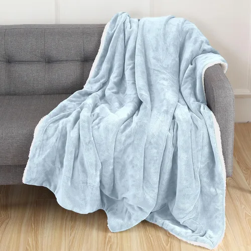Miniatura 40 de Elegant Comfort Manta de Sofá Reversible de Sherpa Sólida, Manta para Todas las Estaciones - Súper Suave, Acogedora y Afelpada - Manta Decorativa