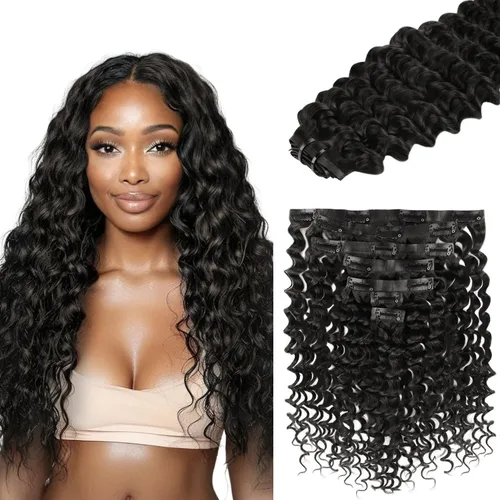 Miniatura 36 de Lashey - Extensiones de cabello con clip sin costuras, de cabello humano real, 7 unidades, 110 g, 14 pulgadas, color negro natural, lacio