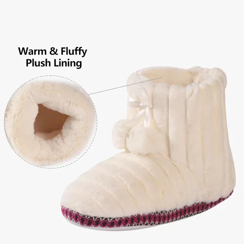Miniatura 4 de Forfoot Pantuflas de invierno para mujer, cómodas pantuflas de forro polar para interiores y dormitorio, pantuflas de tobillo mullidas