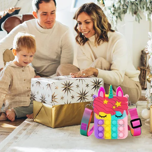 Miniatura 4 de Civan Pequeño Bolso para Reventar, Bolso de Unicornio para Niñas, Niños y Mujeres, Bolso Pop con Juguete de Unicornio Pop, Bolso de Hombro, Juguete