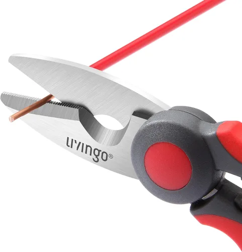 Miniatura 5 de LIVINGO Tijeras de electricista: Tijeras de alambre resistentes afiladas de 6 pulgadas - Hoja de muesca dentada de acero inoxidable con clip