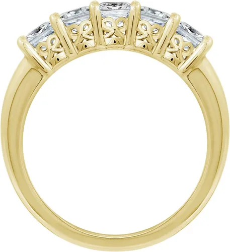 Miniatura 2 de Tienda Collection Platinum or Gold Plated Sterling Silver Princess-Cut 5-Stone Ring made with Infinite Elements Zirconia