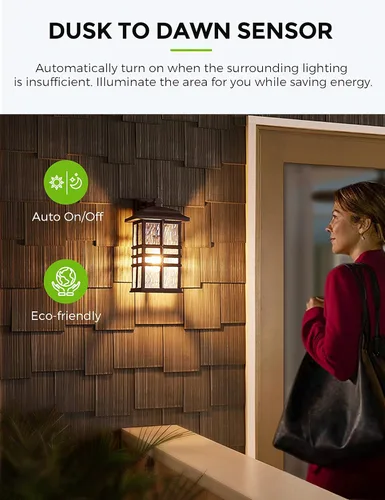 Miniatura 5 de LOHAS - Bombillas LED de anochecer a amanecer con sensor, iluminación exterior equivalente a 40W, luz de fotocélula automática de 2700K blanca