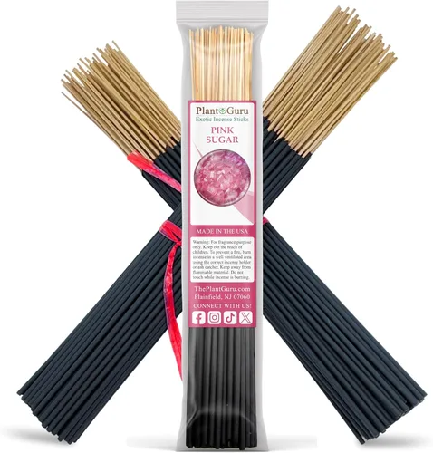 Varillas de incienso de azúcar rosa de 11 pulgadas, 1 paquete de 85 a 100 varillas, suaves y limpias, largo tiempo de combustión, de 45 a 60 minutos.