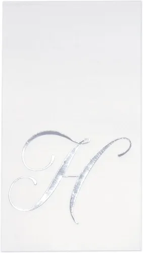 Miniatura 8 de Gift Boutique - 100 servilletas de invitados con monograma plateado en blanco, paquete de papel desechable con la letra B, elegante servilleta