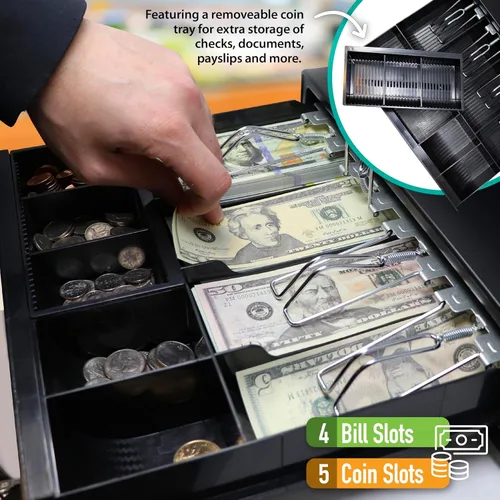 Miniatura 4 de Nadex Caja registradora CR260, cajón de acero, impresión rápida, interfaz fácil de usar, negro