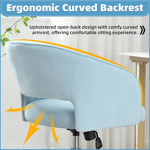 Miniatura 25 de ABET Silla de escritorio con ruedas, silla de oficina en casa de terciopelo, silla giratoria con base dorada, sillas acentuadas modernas tapizadas