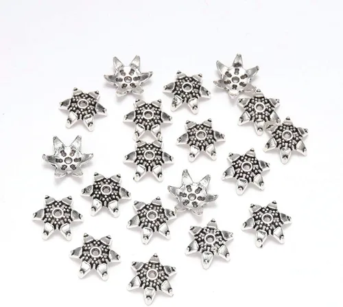 Miniatura 8 de 100 unidades/lote de tapas de cuentas de 0.236 pulgadas para joyas, receptáculo de extremo, ahuecado, toro de flores, bricolaje, espaciado