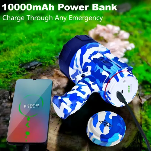 Miniatura 7 de XINXI Foco recargable, linterna de alta potencia de 2,000,000 lúmenes, luz de búsqueda de mano impermeable IP67, con largo tiempo de funcionamiento
