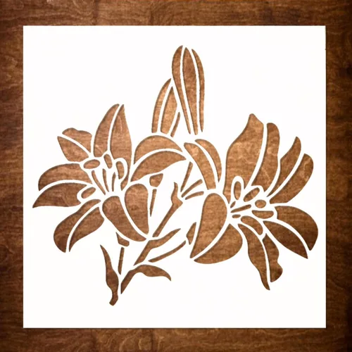 Lily Stencil - Plantillas de flores para pintar en madera, lienzo, papel, tela, pared, muebles, plantillas para manualidades, reutilizables para