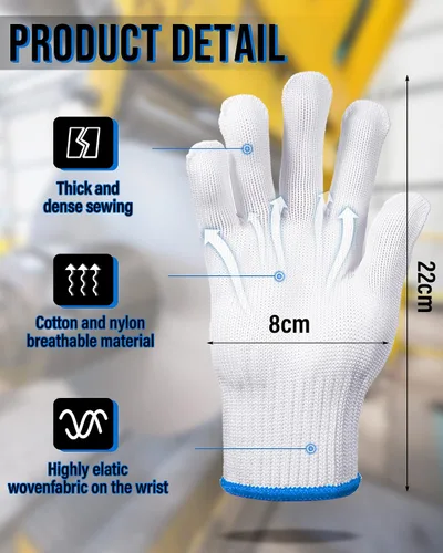 Miniatura 3 de SATINIOR 36 pares de guantes de trabajo de mano, forro de algodón blanco, guantes de seguridad para barbacoa, forro para hombres y mujeres, Ribete