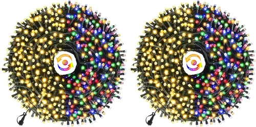 Miniatura 7 de Chuya 300 luces LED para árbol de Navidad que cambian de color, blanco cálido a multicolor, enchufe de extremo a extremo, 9 modos, tira de luces