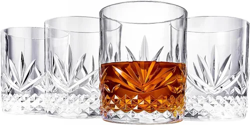 Miniatura 7 de Vasos irrompibles de plástico Tritan para cóctel, whisky, agua y vino Juego de 4 vasos Rocas reutilizables a la antigua, colores pastel Tenue