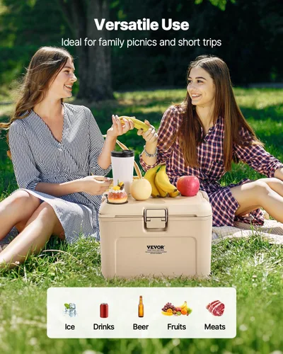 Miniatura 6 de VEVOR Enfriador portátil, enfriador duro de 16.5 QT con retención de hielo, asas resistentes y portavasos, enfriador portátil aislante