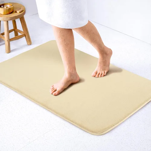 Miniatura 45 de American Soft Linen - Alfombra de baño antideslizante, 100% de algodón, 17 x 24 pulgadas, alfombras de baño lavables, tapetes peludos, color beige