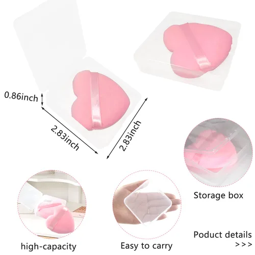 Miniatura 5 de 6 piezas de soplo de polvo para cara suave en forma de corazón para polvo suelto, polvo mineral, polvo corporal, terciopelo, base cosmética, 6