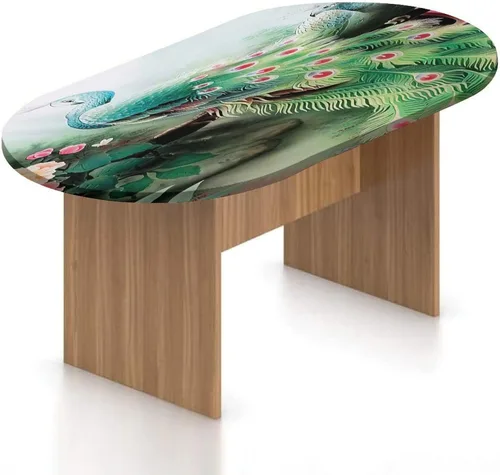 Miniatura 11 de XISUNYA Mantel ovalado ajustable, mantel de poliéster elástico de pavo real, mantel ajustable con estampado de flor de primavera japonesa, se adapta