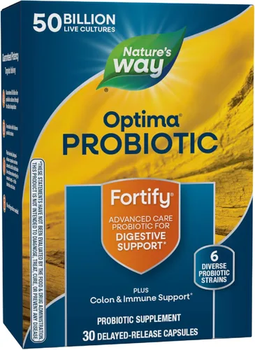 Nature's Way Fortify Optima 50 mil millones de probióticos diarios, 50 mil millones de cultivos vivos, 6 cepas probióticas, apoya la salud digestiva