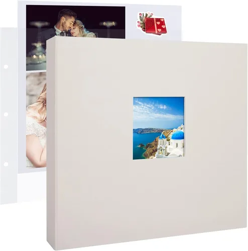 Miniatura 19 de 1DOT2 Álbum de fotos de scrapbook DIY grande de 12 x 12 pulgadas con 3 anillos, diario con 30 fundas de plástico, 60 páginas y cubierta de papel
