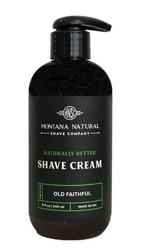 MNSC Old Faithful Naturally Better Pump Shave Cream - Afeitado suave, fórmula hipoalergénica para la piel sensible, piel más suave, evita rasguños,