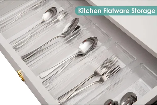 Miniatura 5 de Bandeja organizadora de cajones de plástico transparente para clóset de tocador, bandeja de almacenamiento para maquillaje, utensilios de cocina