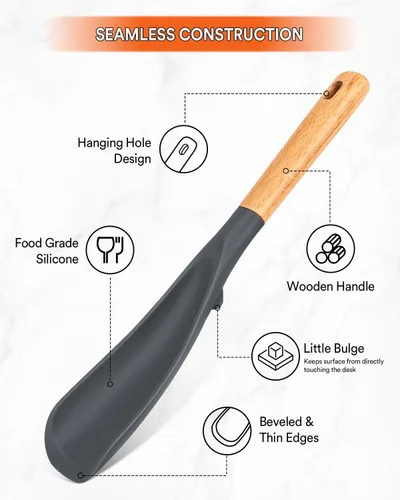 Miniatura 3 de Cuchara de cocina para utensilios de cocina antiadherentes, ideal para cocinar y servir silicona mate resistente sin BPA, cuchara con mango