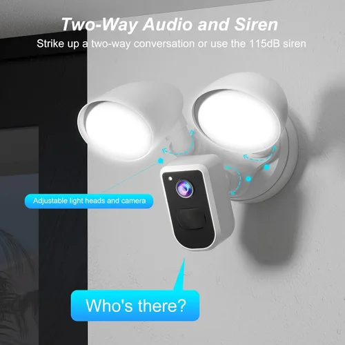 Miniatura 3 de deerdance Cámara inteligente con cable para exteriores, luz de inundación con sensor de movimiento, 2200 lúmenes, LED 1080P HD, video en vivo