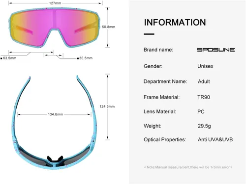 Miniatura 6 de SPOSUNE Gafas de sol polarizadas de ciclismo para hombres y mujeres, UV400, gafas deportivas para bicicleta, béisbol, correr, MTB