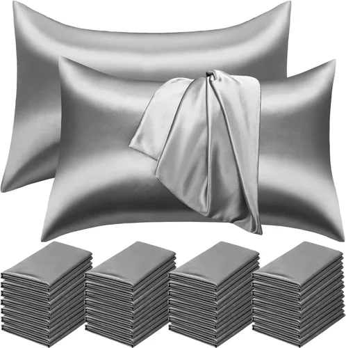 Macarrie 30 fundas de almohada de seda tamaño Queen a granel de satén para cabello y piel, 20 x 30 pulgadas, fundas de almohada de seda de satén,
