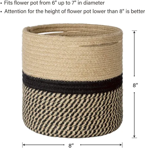 Miniatura 4 de TIMEYARD – Cesta para plantas de cuerda de yute resistente, tejida con diseño moderno para maceteros de interior de hasta 7.5 pulgadas, cesta