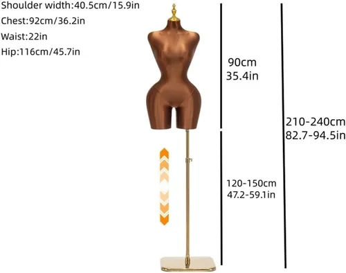 Miniatura 2 de Maniquí femenino grande con soporte ajustable de cuerpo completo, torso de forma de vestido para tienda de ropa al por menor y exhibición