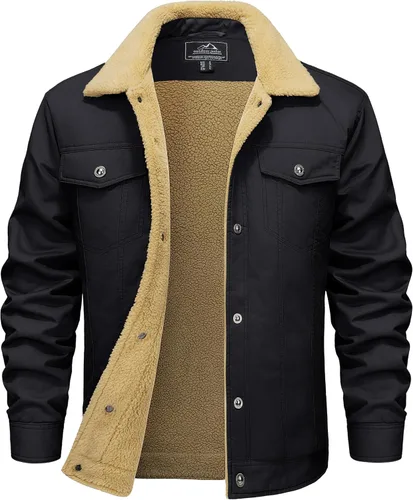 Miniatura 9 de MAGCOMSEN - Chaquetas de invierno para hombre, gruesas, con forro polar térmico, chaquetas forradas de algodón cálido tipo sherpa, con múltiples