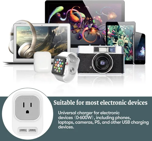 Miniatura 6 de Convertidor de voltaje de Estados Unidos a Europa con 2 puertos USB A y 2 puertos USB C de carga rápida, convertidor de corriente de 220 V a 110 V