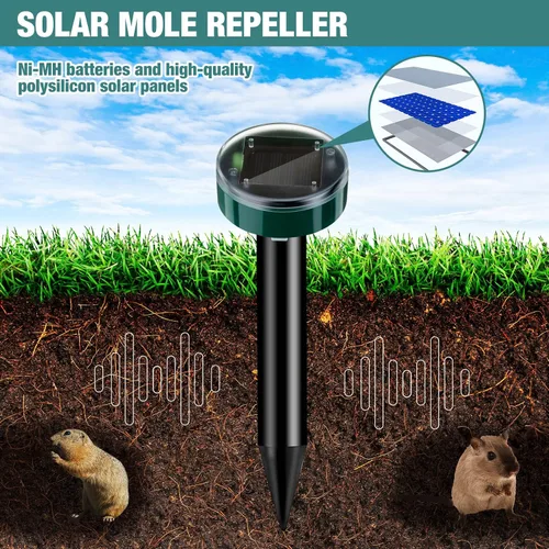 Miniatura 4 de Repelente solar de topos, 28 piezas, ultrasónico, para exteriores, para jardín, patio, césped, repelente solar impermeable para marmotas, ratones