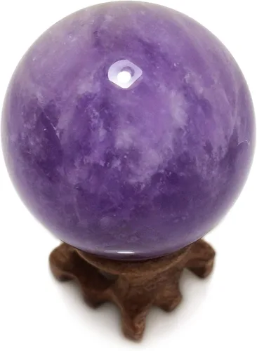 Miniatura 3 de Polar Jade Esfera de cristal de amatista con soporte de 1.969 in de diámetro, bolas de piedra protectora raras para decoración, curación