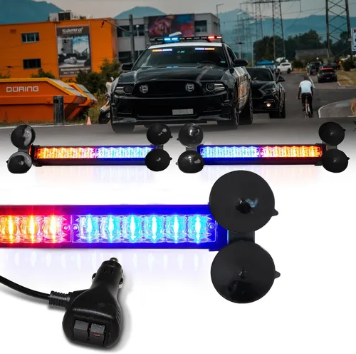 Miniatura 9 de LUMENIX Barra de Luces LED Estroboscópicas de Asesor de Tráfico de Emergencia de 2x12 Pulgadas para Ventana Delantera/Trasera Parabrisas 2-en-1