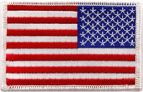 Miniatura 16 de Parche bordado con bandera americana con borde dorado USA Estados Unidos de América emblema de uniforme militar, dorado (GOLD BORDER)