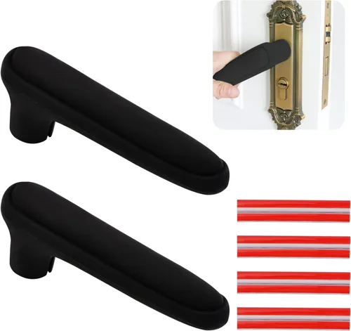 Miniatura 11 de Fundas para manijas de puerta, 4 piezas de silicona negra mate para manijas de puerta, cubiertas para pomos de puerta, protectores antiestáticos