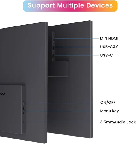 Miniatura 7 de JUSTTHINK Monitor portátil de 16 pulgadas, monitor portátil FHD de 144 Hz, 1920 x 1200, ultra delgado, monitor externo para juegos, HDR, cuidado