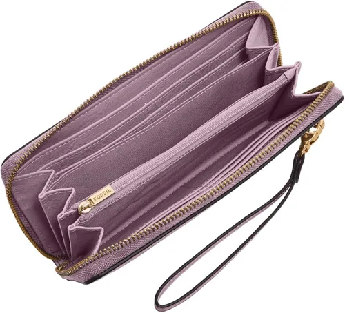 Miniatura 3 de Fossil Logan RFID - Cartera de piel con cierre para mujer con correa de muñeca