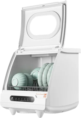 Lavavajillas portátil de encimera de 158 ℉ Mini lavavajillas 5 programas 5L Lavavajillas automático 360° Spray Limpieza profunda con secado al aire
